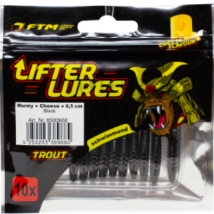 FTM Lifter Lures Wurmy Cheese Flavour 6.5CM Black