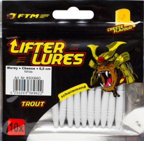 FTM Lifter Lures Wurmy Cheese Flavour 6.5CM White